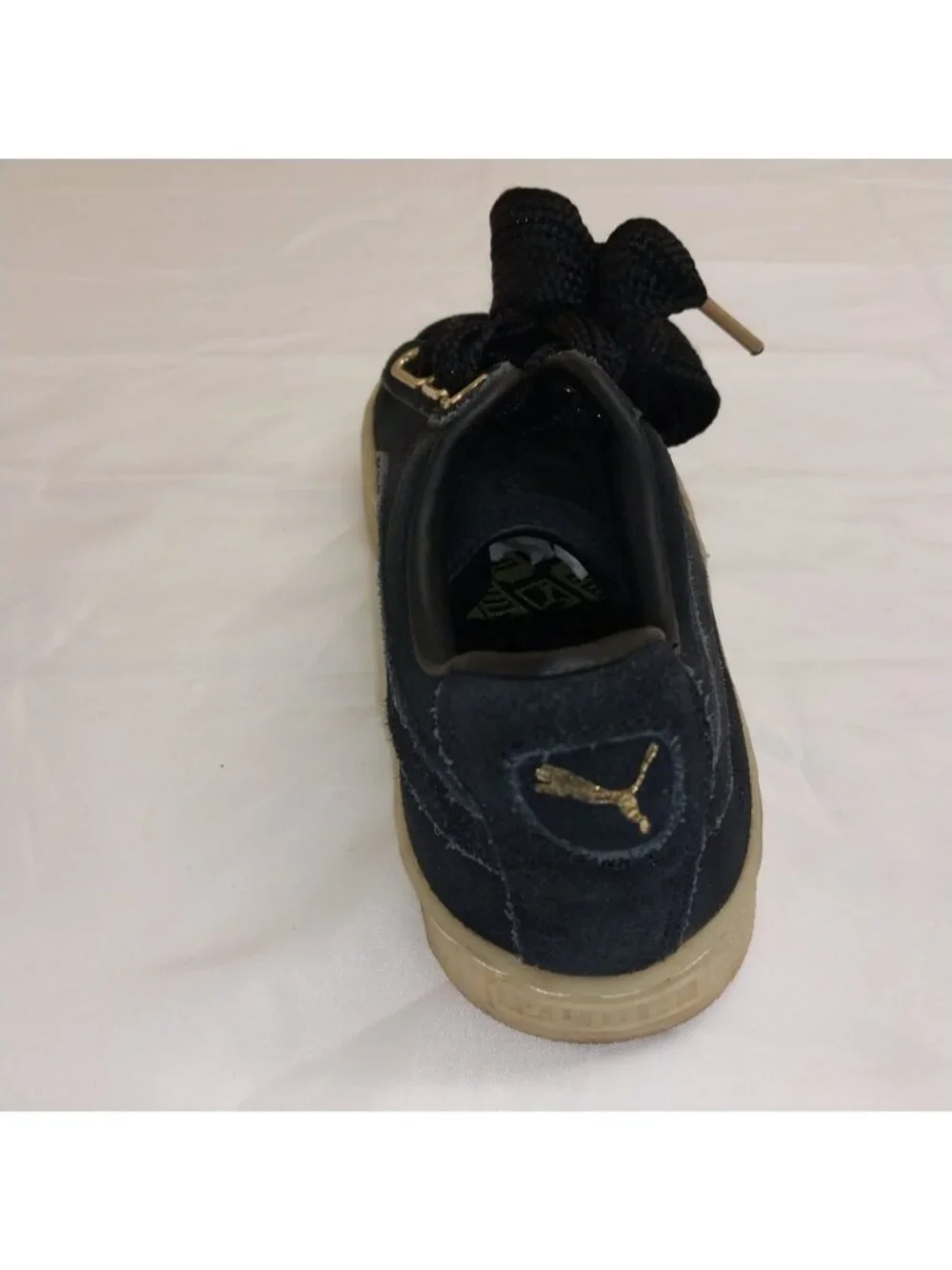 Puma Suede Womens Shoes Size 6 Black Gold Casual Sneakers
